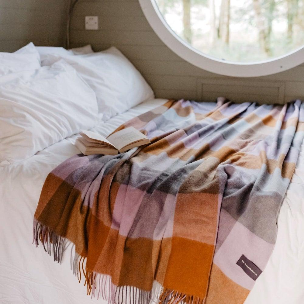 Lambswool plaid, Heather Block Check fra Luxwool.dk