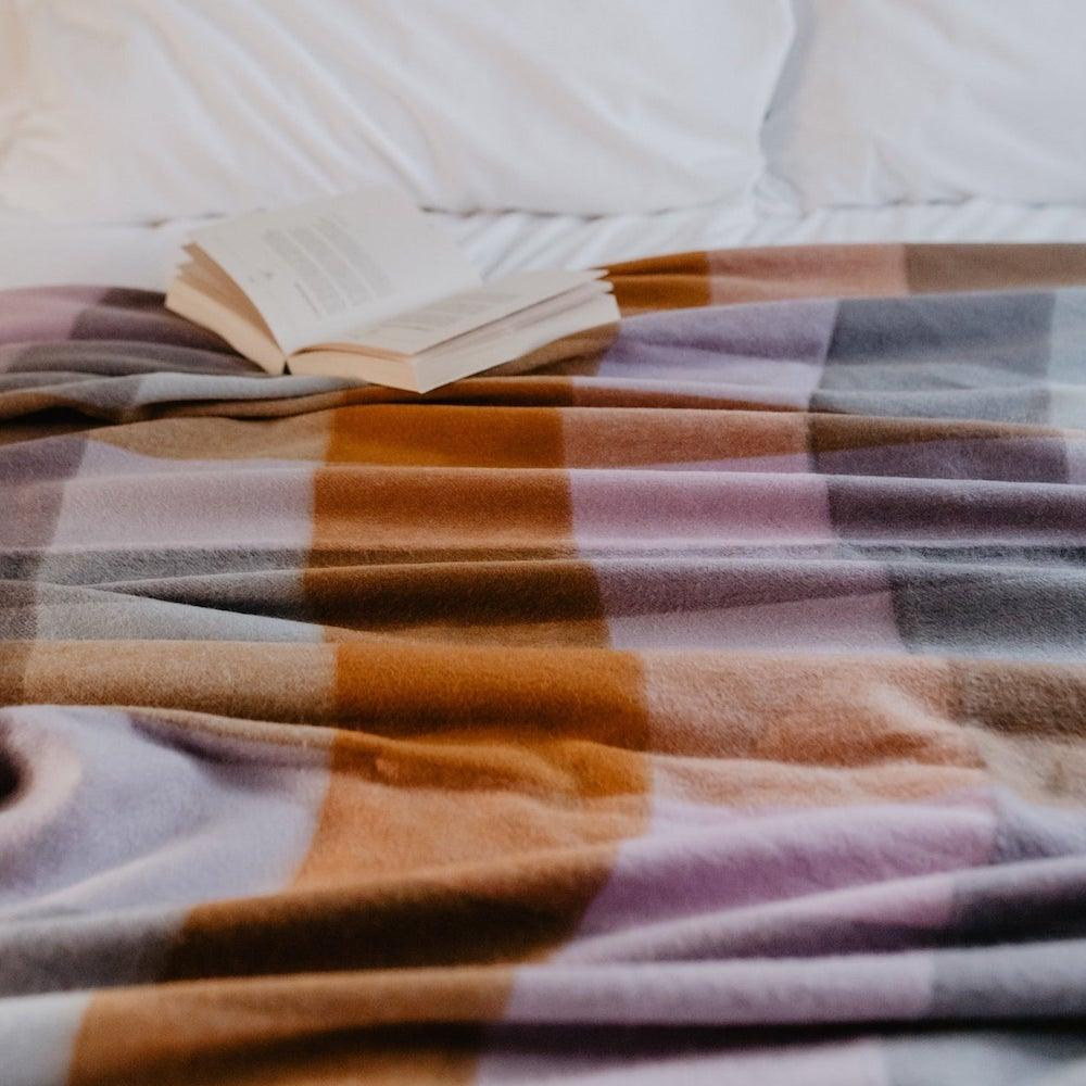 Lambswool plaid, Heather Block Check fra Luxwool.dk