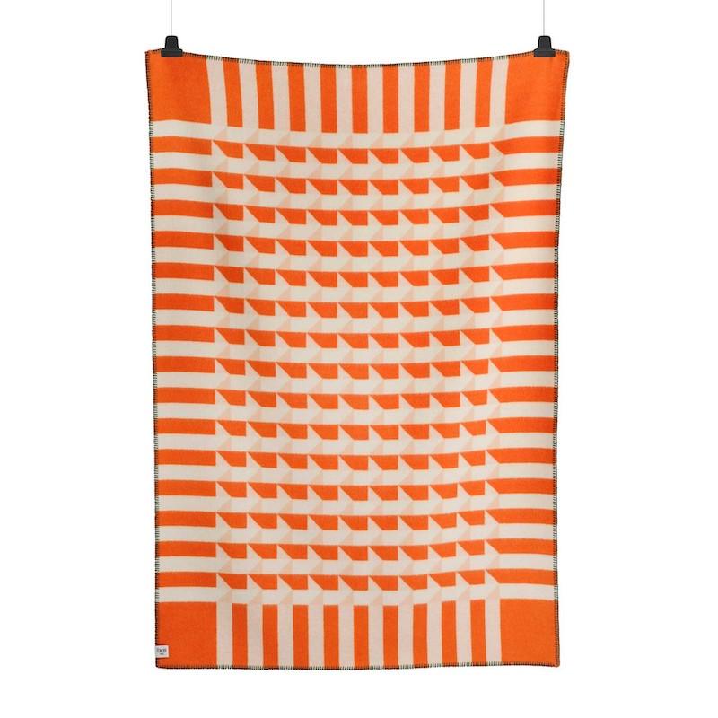 Røros uldplaid, Kvam Orange fremstillet i 100% norsk lammeuld
